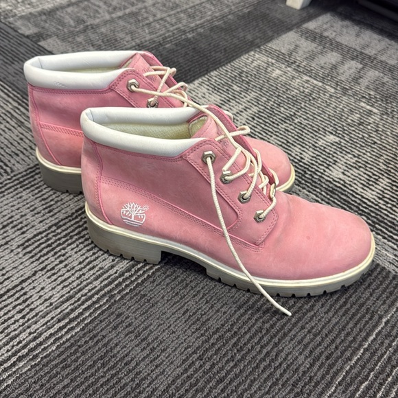 Vintage 2000’s Pink Leather Timberland Boots Women size 9.5 - Picture 3 of 7